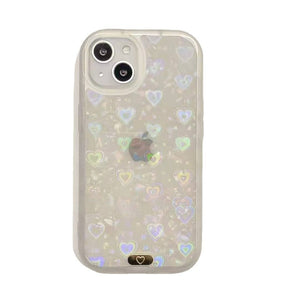 Laser Love Heart iPhone Case Glitter Clear Soft Case for Women