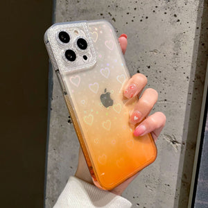 Creative iPhone Case with Cute Gradual Heart iPhone Protective Cover Case Gift for Girls