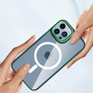 Magnetic Case Transparent TPU Edges Protective Case Anti-Scratch iPhone Case
